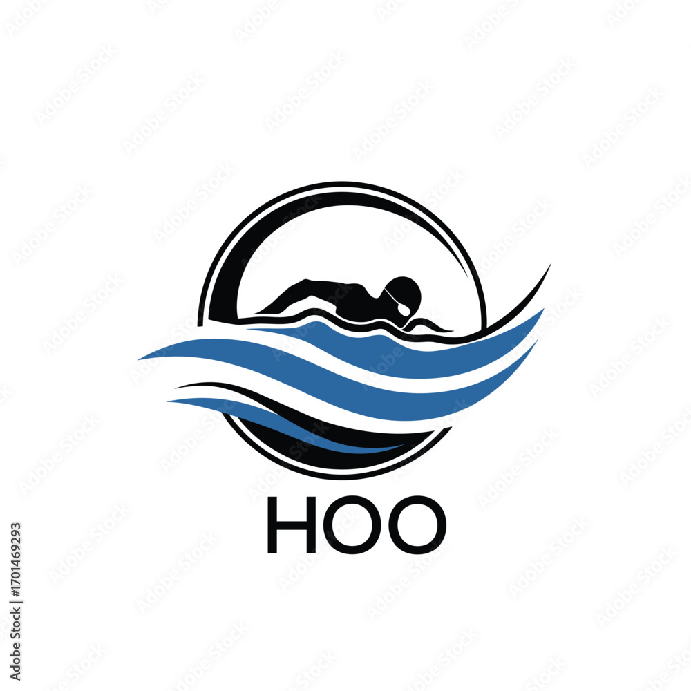Fototapeta premium HOO Swimming Company logo. HOO Water Sports logo design for entrepreneur and business. HTK Training Branding best icon. 