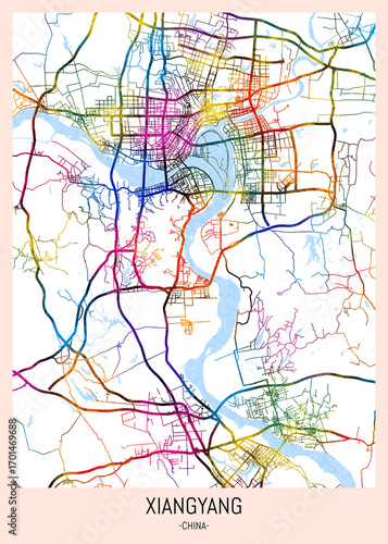 Wallpaper Mural Xiangyang China City Map. city background, abstract city printable, city travel, city banner, modern city, city background, abstract watercolor, abstract paint, urban background Torontodigital.ca