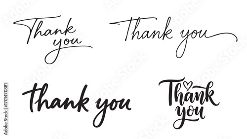 Different signature style of thank you greeting text