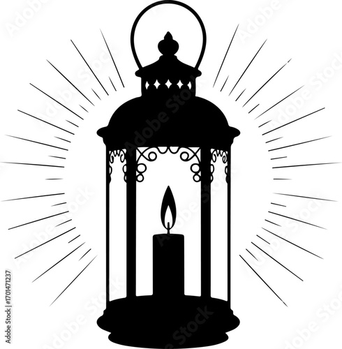 candle lantern with light rays vector illustration