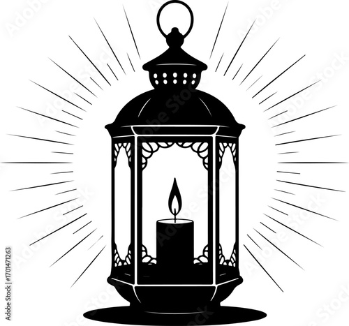 candle lantern with light rays vector illustration