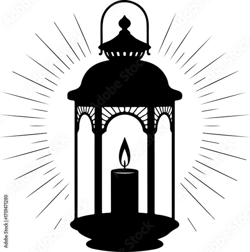 candle lantern with light rays vector illustration