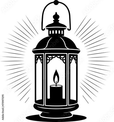 candle lantern with light rays vector illustration