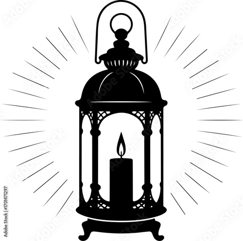 candle lantern with light rays vector illustration