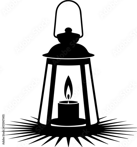 candle lantern with light rays vector illustration