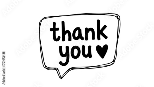 Hand drawn thank you text with bubble chat