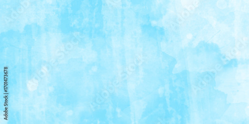 Abstract blue watercolor paint on white paper background, light sky blue watercolor aquarelle paint paper textured, classic hand painted blue watercolor background for design.