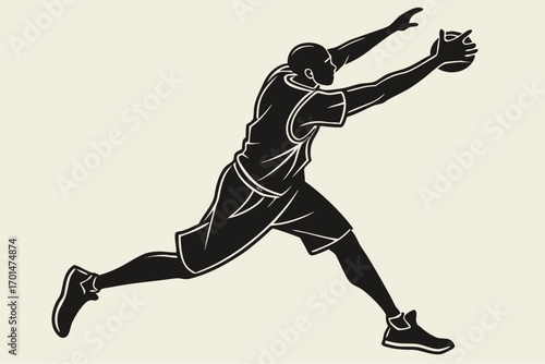 Black silhouette of professional wrestler mid-action pose