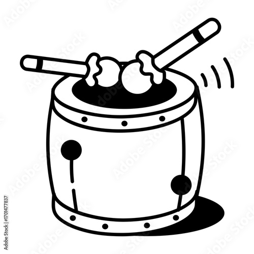 A drawing style icon representing taiko drum