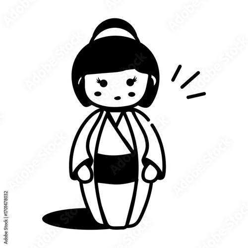 A doodle style icon showing kokeshi doll
