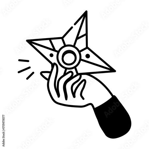 A hand drawn style icon representing shuriken

