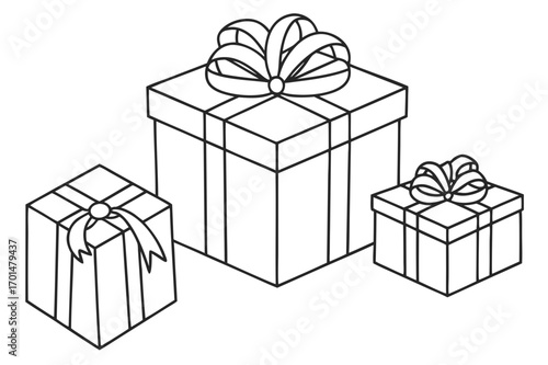 Christmas gift boxes outline coloring page line art drawing