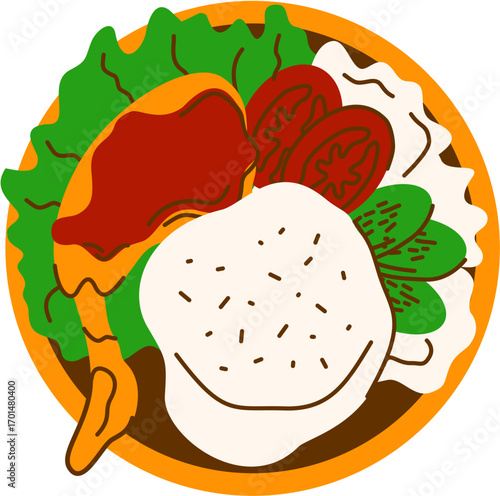 Simple Illustration of Grilled Chicken