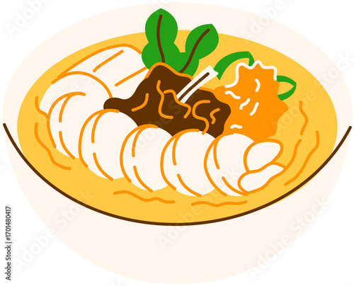Illustration of Indonesia Traditional Food Lontong Sayur