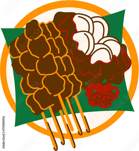 Illustration of Indonesia Traditional Food Satay
