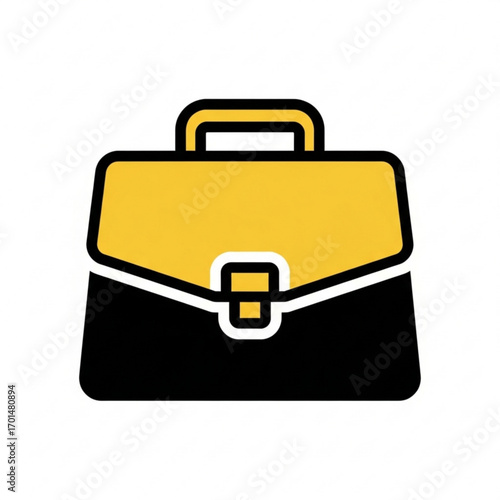 Vector art of a black and yellow briefcase