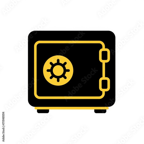 Vector art of black and yellow safe icon