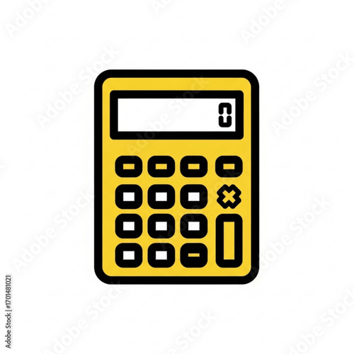 Vector art of yellow calculator with digital display