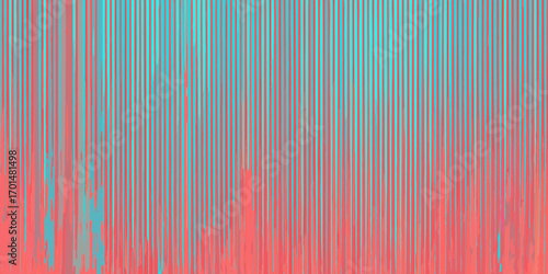 Abstract vertical stripes in coral and turquoise with a glitch effect and gradient transition