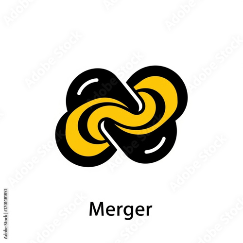 Vector art of abstract yellow and black merger symbol