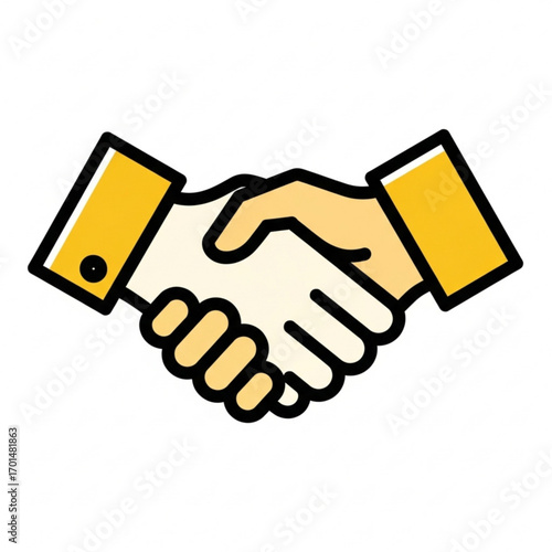 Vector art of two hands shaking in a business agreement