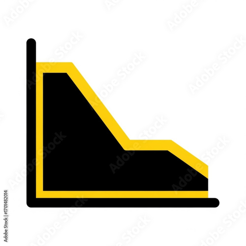 Vector art of a downward trending black and yellow graph