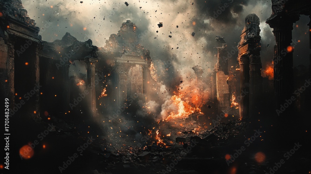 Obraz premium Ruined structures destruction
