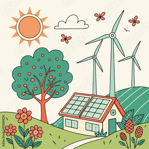wind turbine and house