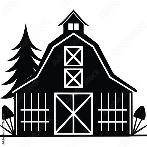 farm barn vector silhouette design