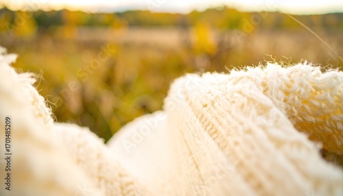 Creamy Ivory Knit Fabric Texture Closeup