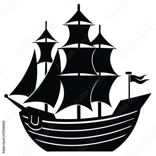 pilgrim ship vector silhouette design
