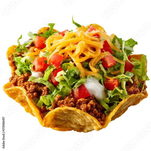 Taco Salad Bowl Isolated on Transparent Background