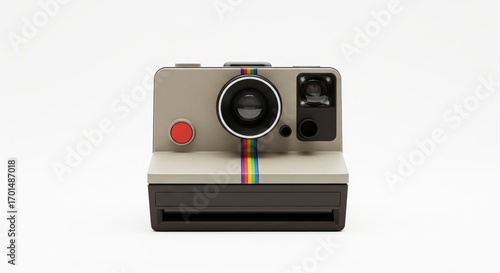 Retro Polaroid Camera Isolated on White Background