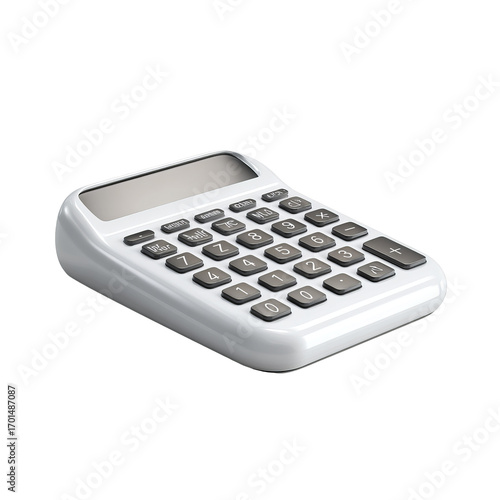 White calculator with dark keys