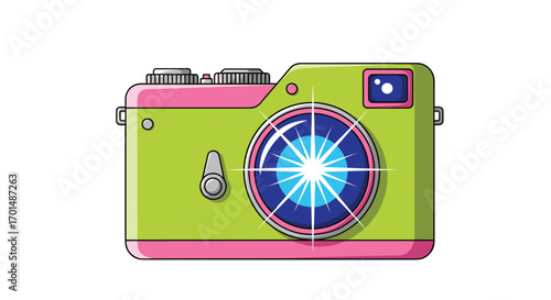 Vibrant retro style digital camera capturing the world in vivid detail and color