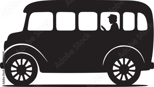 Old bus silhouette vector illustration, perfect for vintage transport, retro vehicle, travel and city design.
