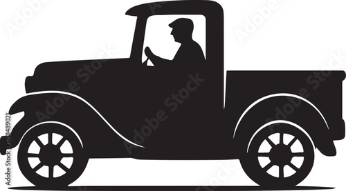 Vintage truck silhouette vector design, ideal for retro transport, classic vehicle, automotive and logo projects.