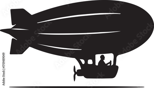 Zeppelin silhouette vector illustration, perfect for vintage aviation, travel, transport, and retro design projects.