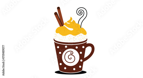 Cozy fall beverage with whipped cream and cinnamon sticks a delightful autumn treat