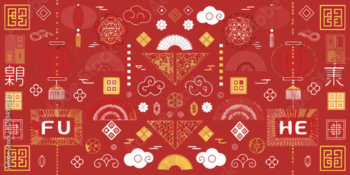 Vibrant chinese new year celebration with traditional symbols and festive decorations