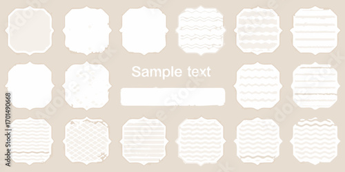 Collection of decorative vintage frames and labels with textured patterns and sample text space