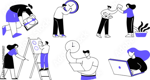People experiencing stress and mental health issues vector illustrations