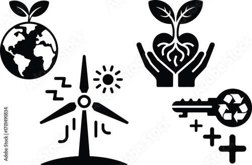 Eco-friendly concepts for sustainable future: Eh, wind energy, nature, and recycling