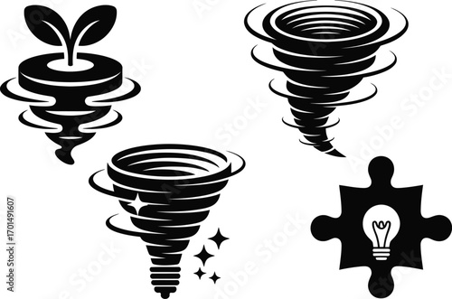 Creative concepts of tornadoes, growth, ideas, and solutions for business and innovative progress