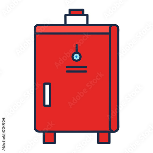 Simple red locker icon with a blue dial and handle