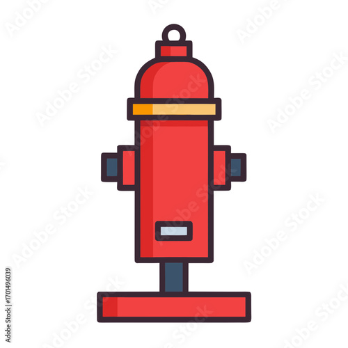Simple red fire hydrant icon with dark outline on transparent background
