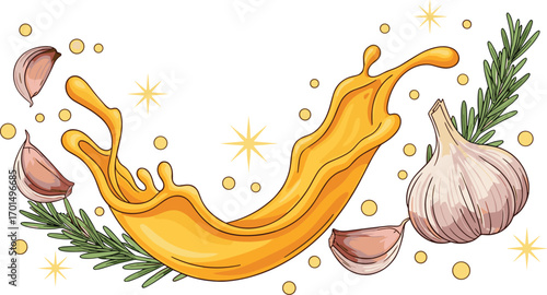 Fantasy Style Mustard Splash with Sparkles and Herbs