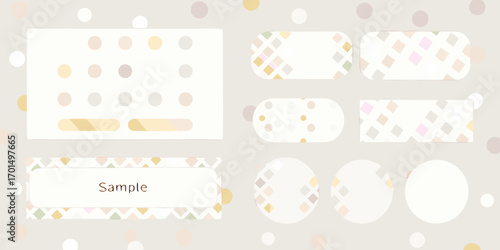 Collection of soft pastel graphic design elements with dots and diamond patterns for digital use