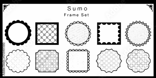 Collection of decorative frames and borders with unique scalloped and geometric designs
