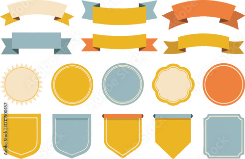 flat ribbon banners badges frames vector design elements for logo labels decorative premium set composition arts